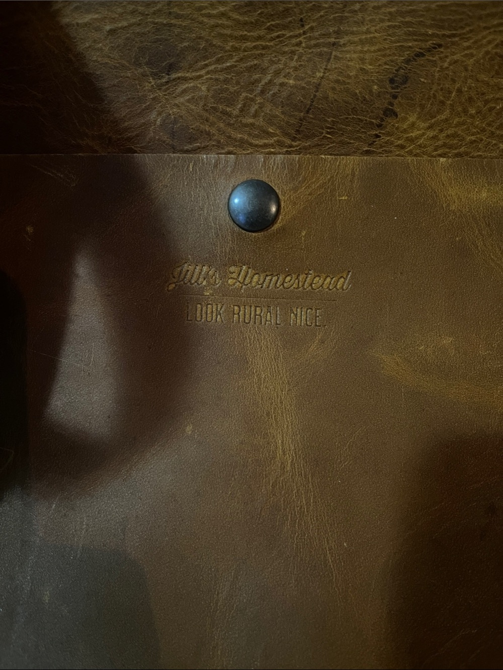 Jill’s Homestead Classic Brown Leather Tote with Black Straps - Picture 2 of 4